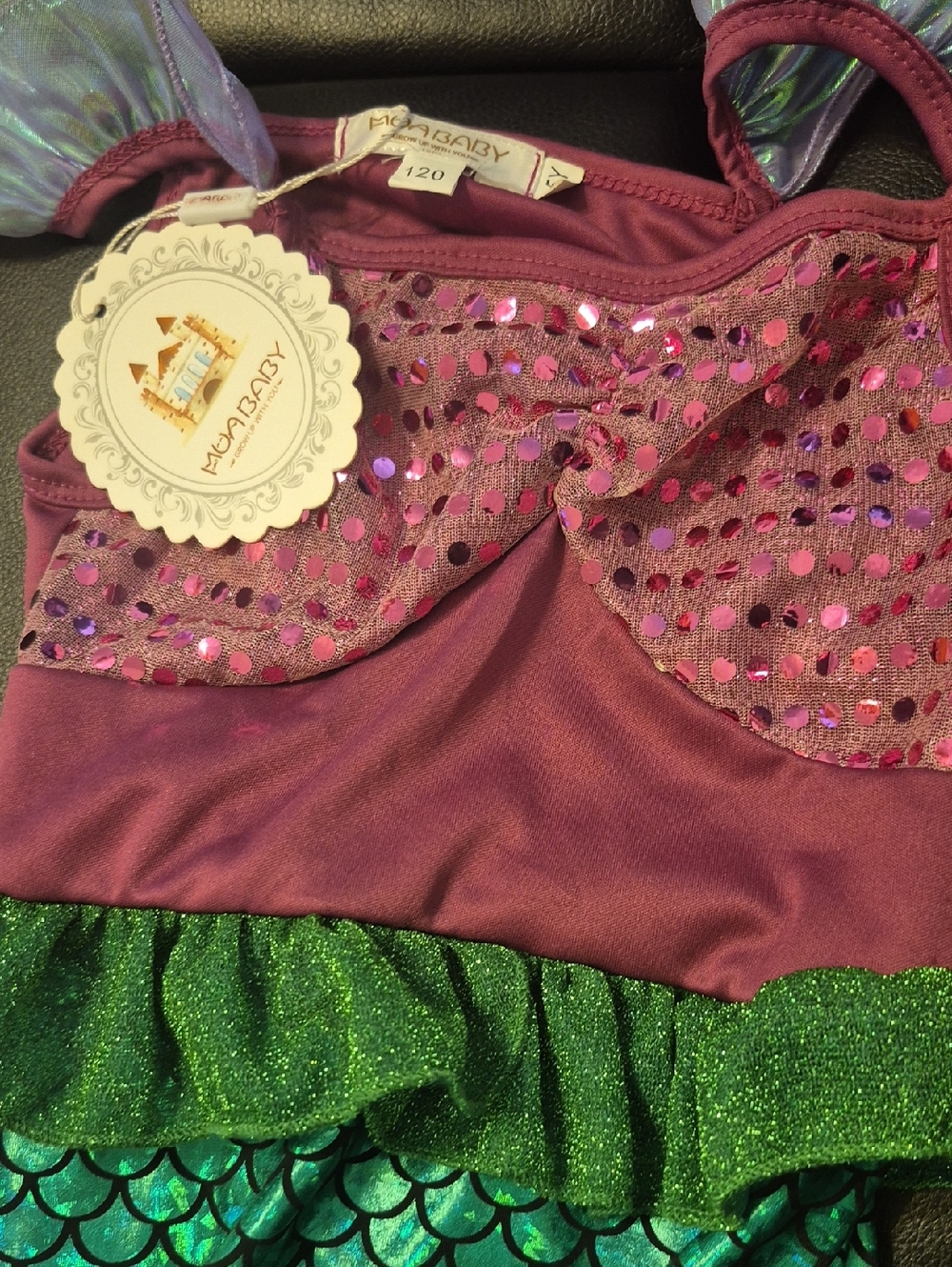 Muababy Purple & Green Sequin Mermaid Dress 4/5